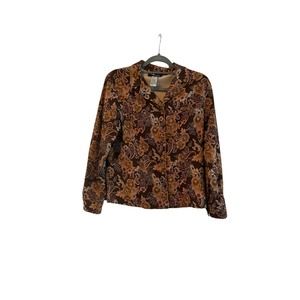 Sag Harbor Petites Ladies Long Sleeve Button Up Shirt with Flowers and Paisleys